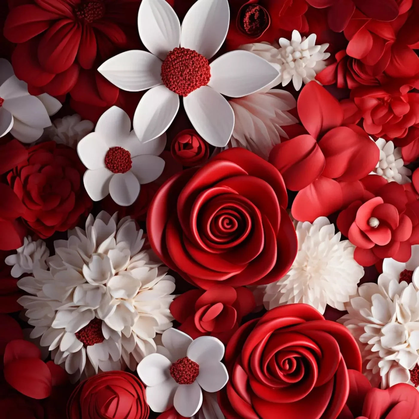 Red And White Floral 10X10 Ultracloth ( 120 X Inch ) Backdrop