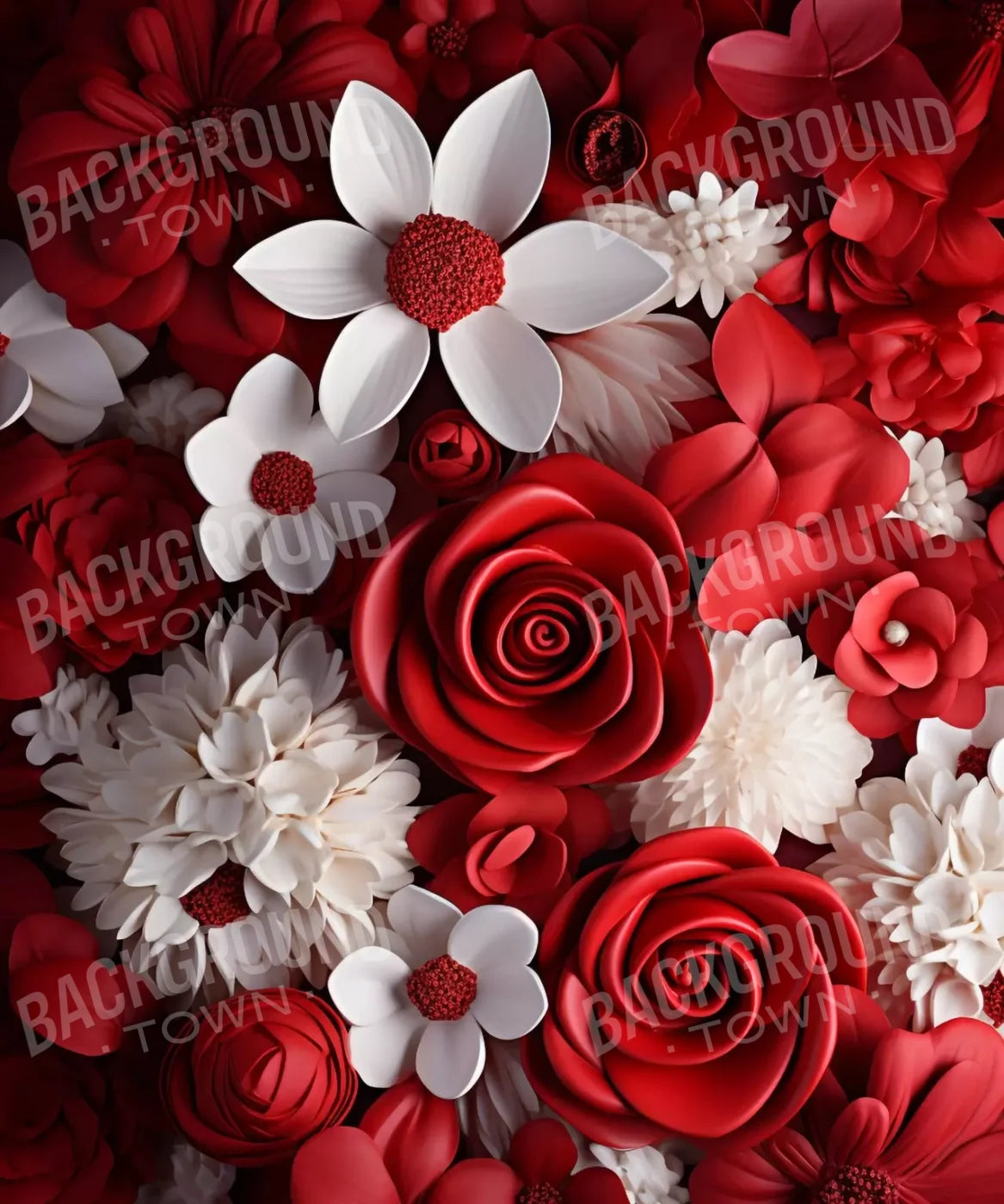 Red And White Floral 10X12 Ultracloth ( 120 X 144 Inch ) Backdrop