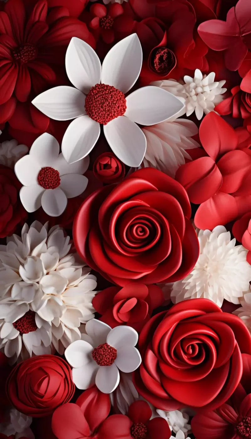 Red And White Floral 8X14 Ultracloth ( 96 X 168 Inch ) Backdrop