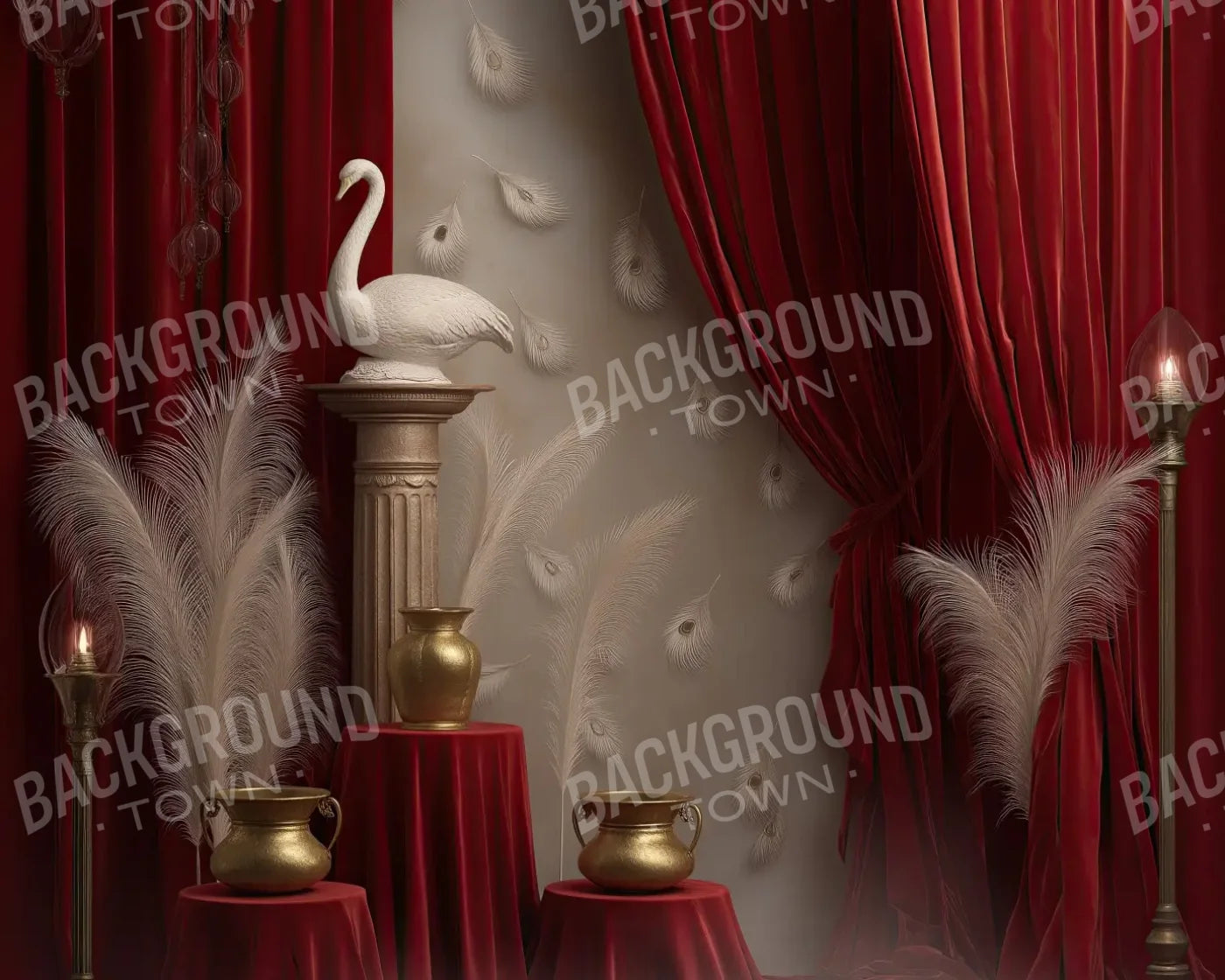 Red Curtian Gallery 10’x8’ Fleece (120 x 96 inch) Backdrop