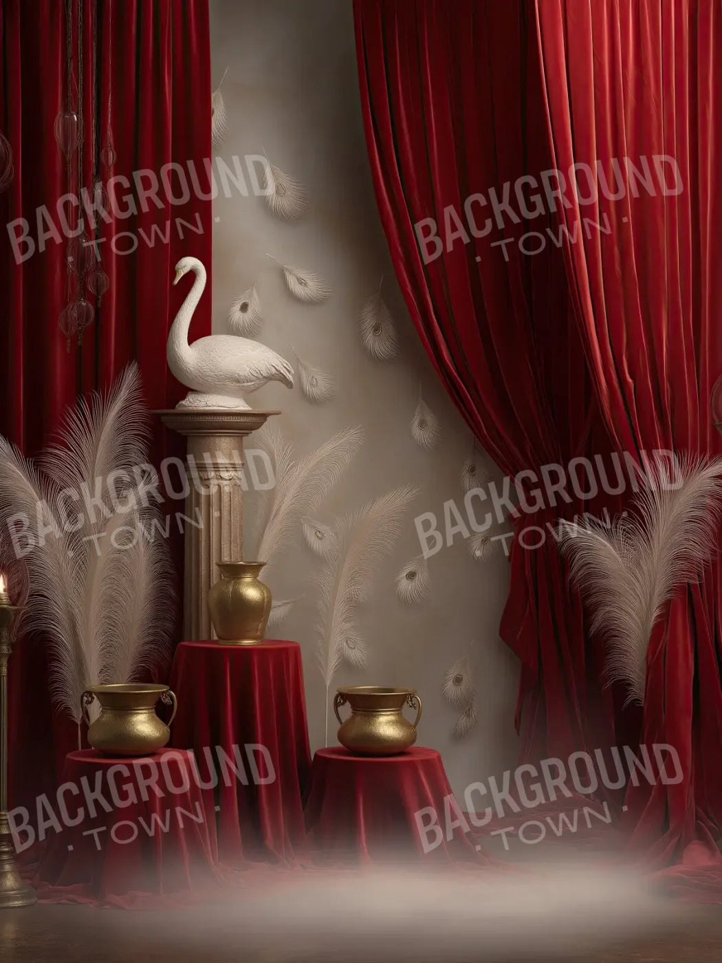 Red Curtian Gallery 6’x8’ Fleece (72 x 96 inch) Backdrop