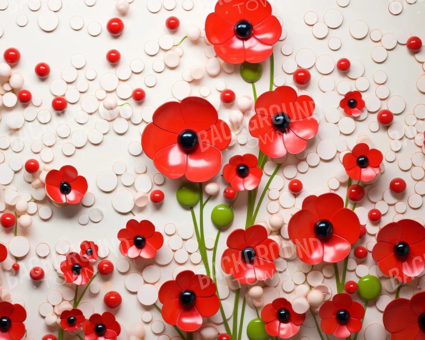 Red Flowers 10’x8’ Fleece (120 x 96 inch) Backdrop