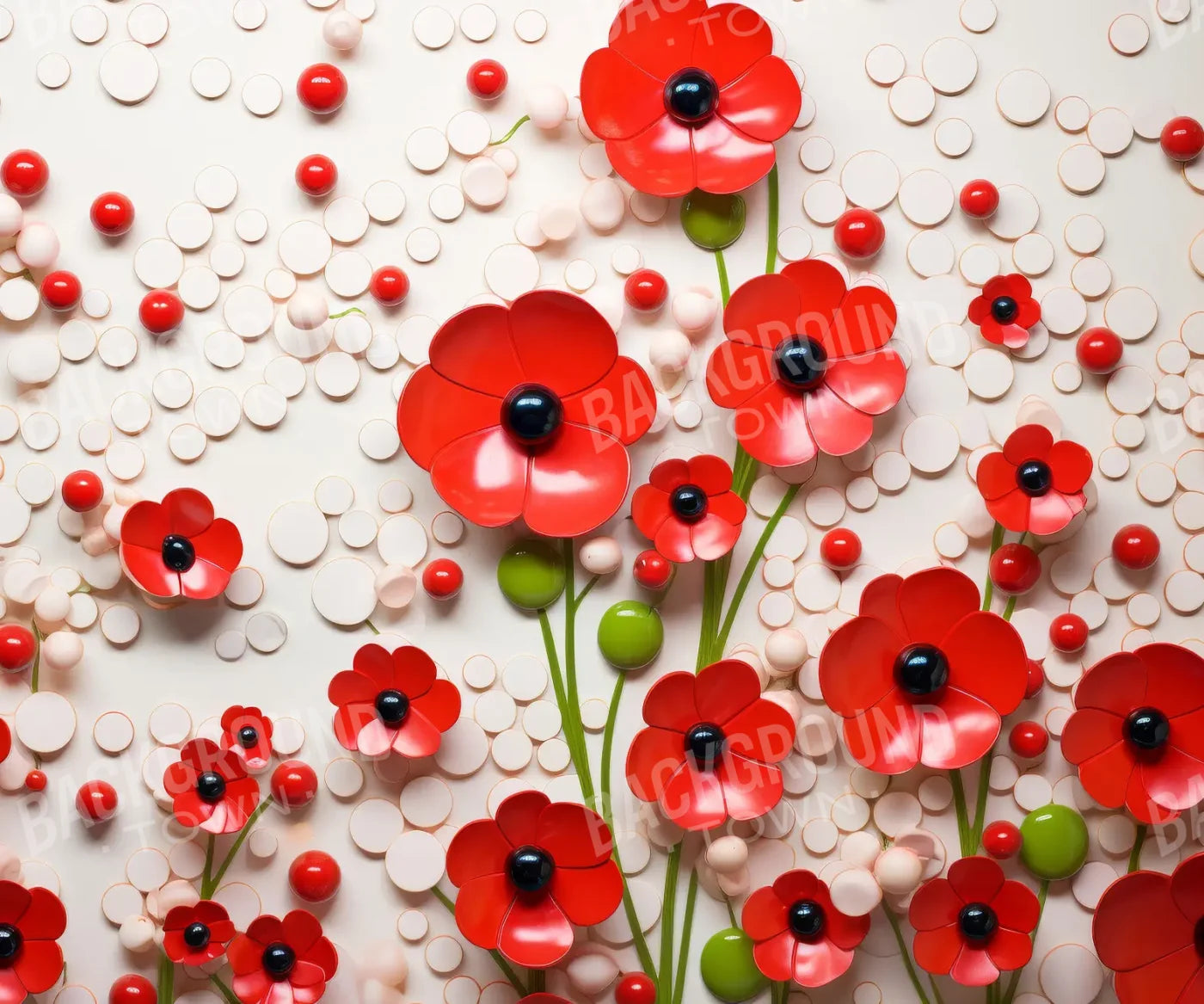 Red Flowers 12’x10’ UltraCloth (144 x 120 inch) Backdrop