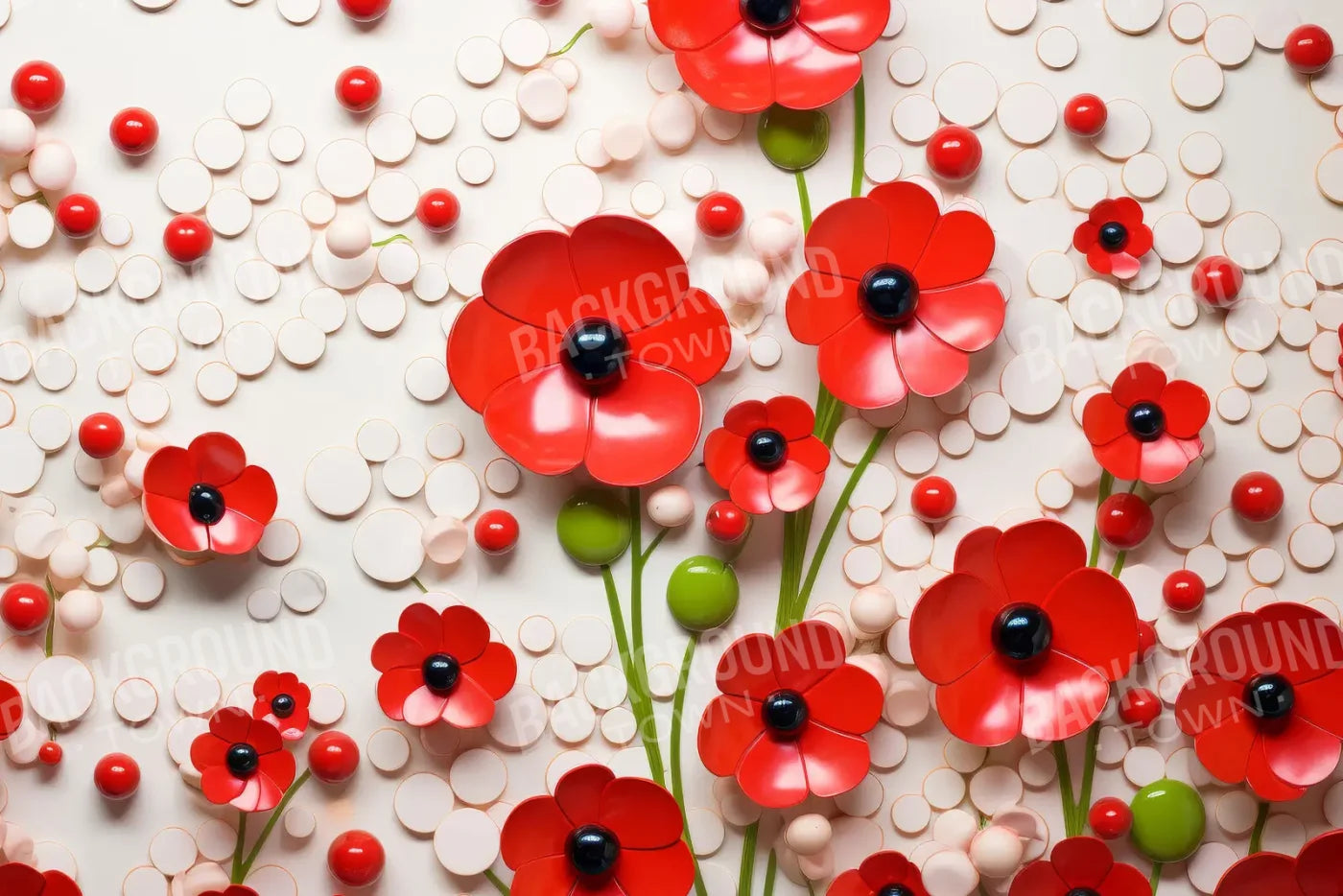Red Flowers 12’x8’ UltraCloth (144 x 96 inch) Backdrop