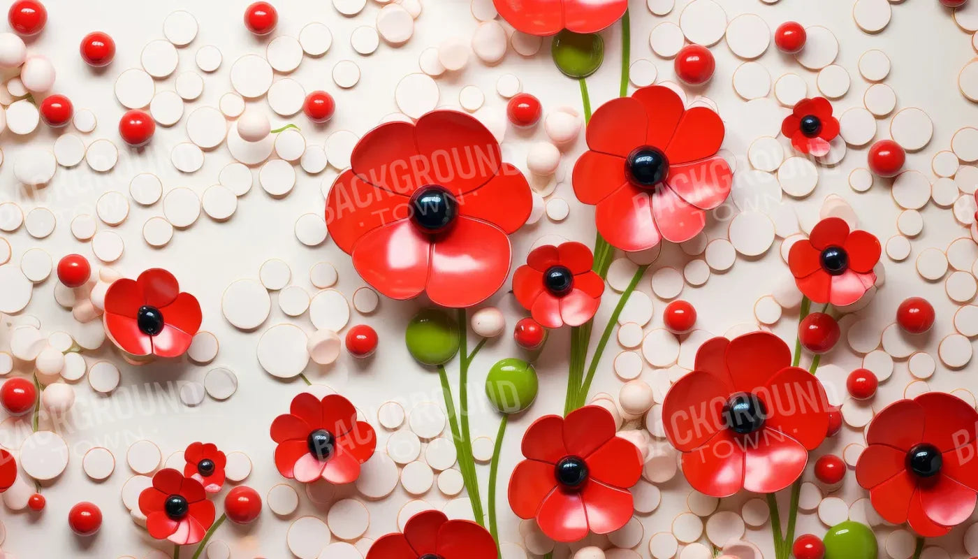 Red Flowers 14’x8’ UltraCloth (168 x 96 inch) Backdrop