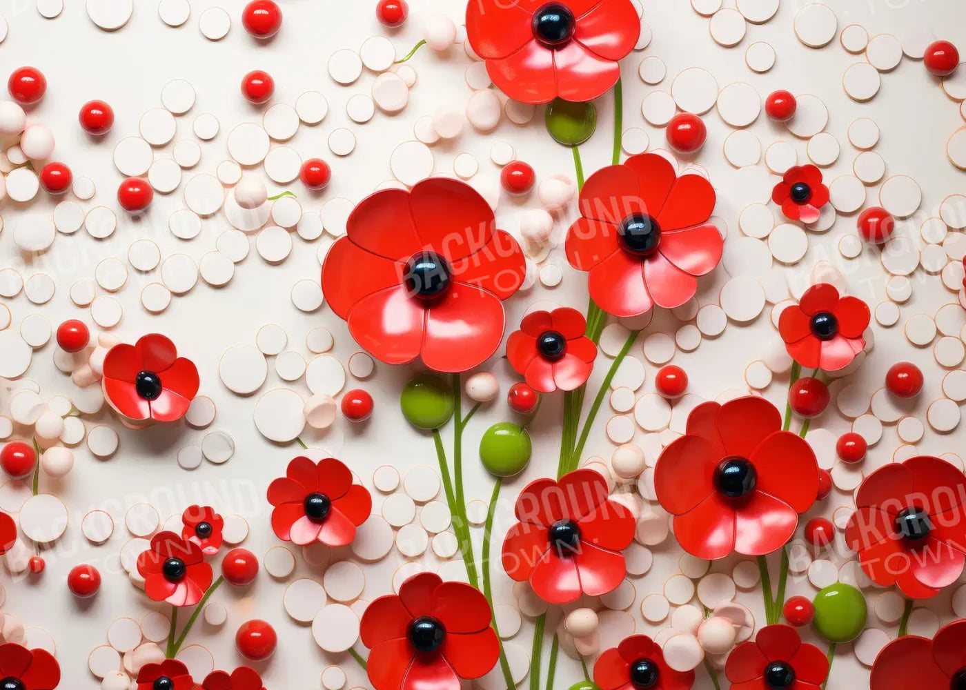 Red Flowers 7’x5’ UltraCloth (84 x 60 inch) Backdrop