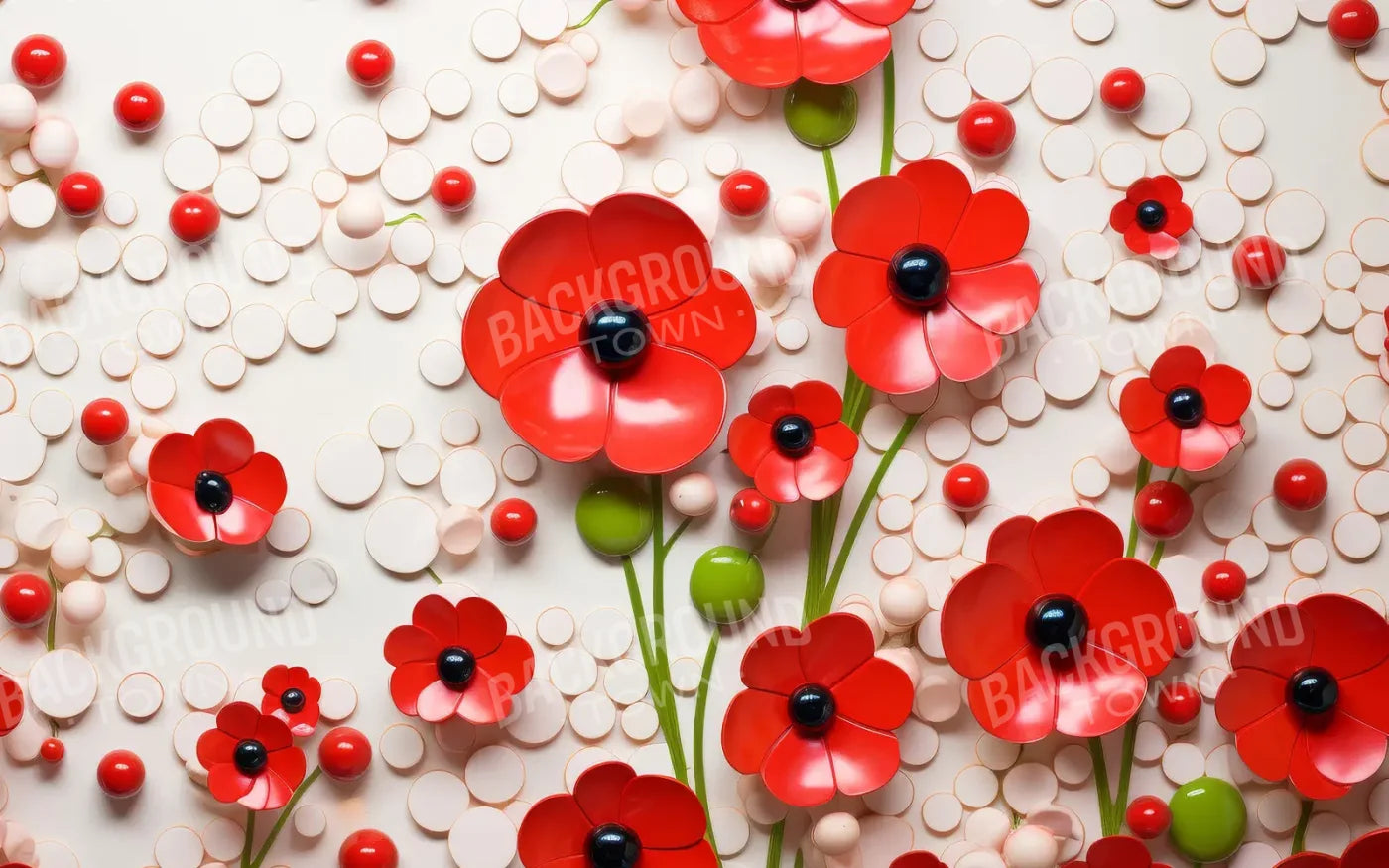 Red Flowers 8’x5’ UltraCloth (96 x 60 inch) Backdrop