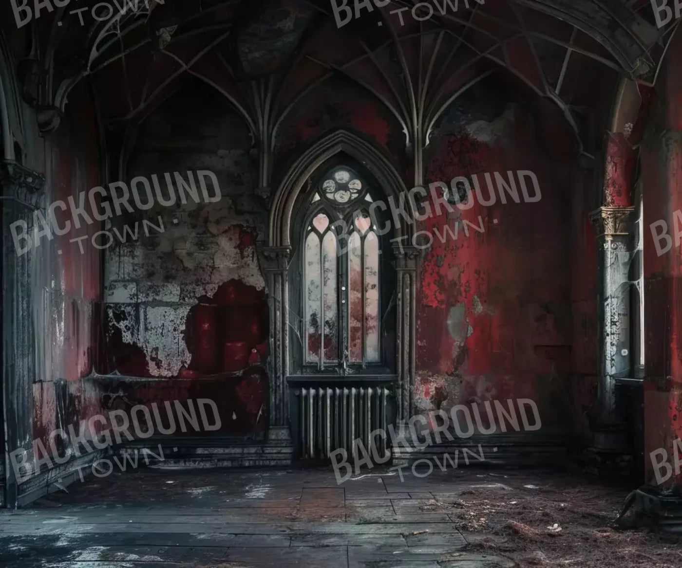 Red Room Abandoned 12’X10’ Ultracloth (144 X 120 Inch) Backdrop