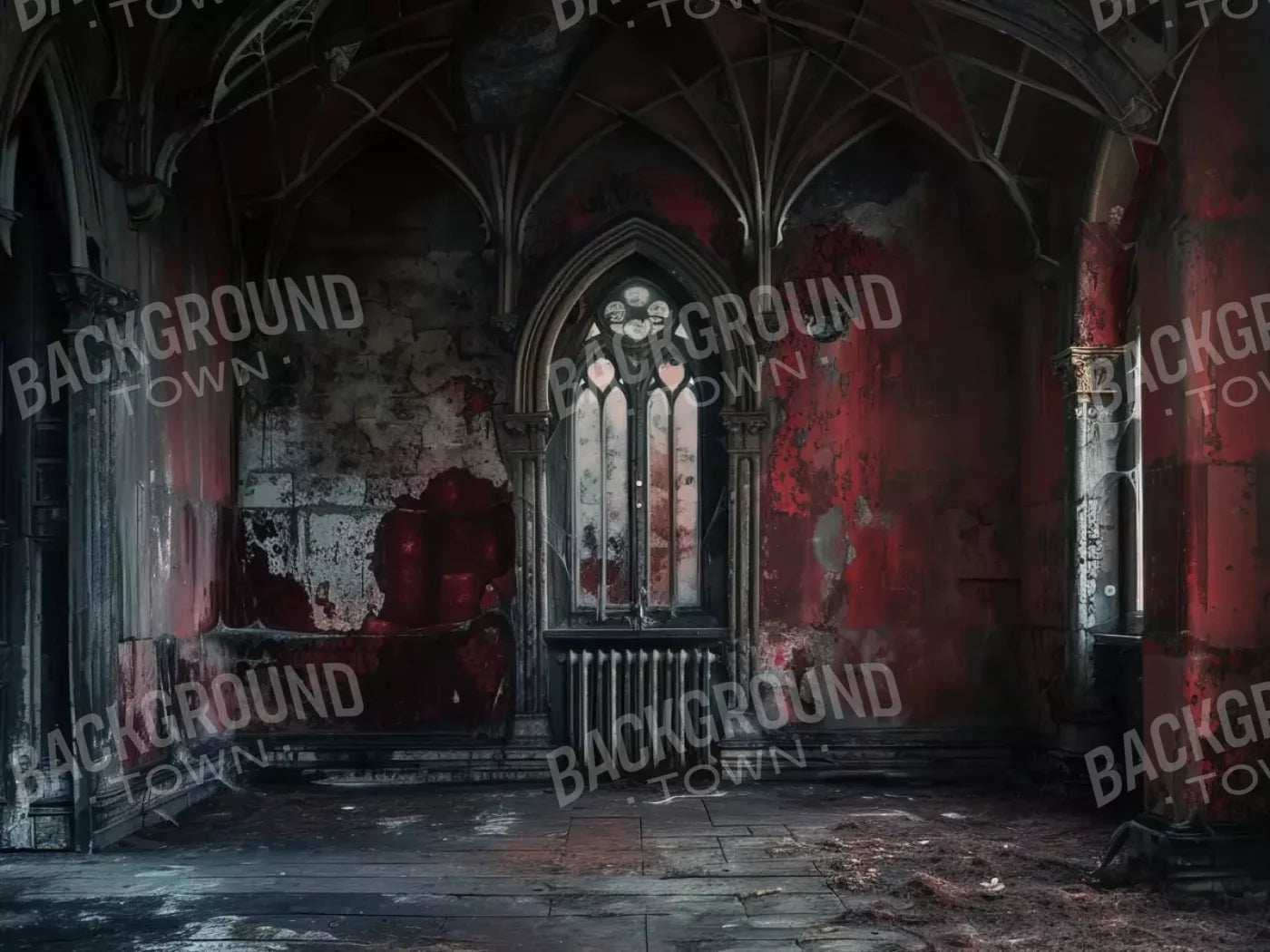 Red Room Abandoned 8’X6’ Fleece (96 X 72 Inch) Backdrop