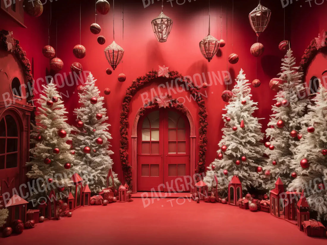 Red Room Christmas 6’8x5’ Fleece (80 x 60 inch) Backdrop