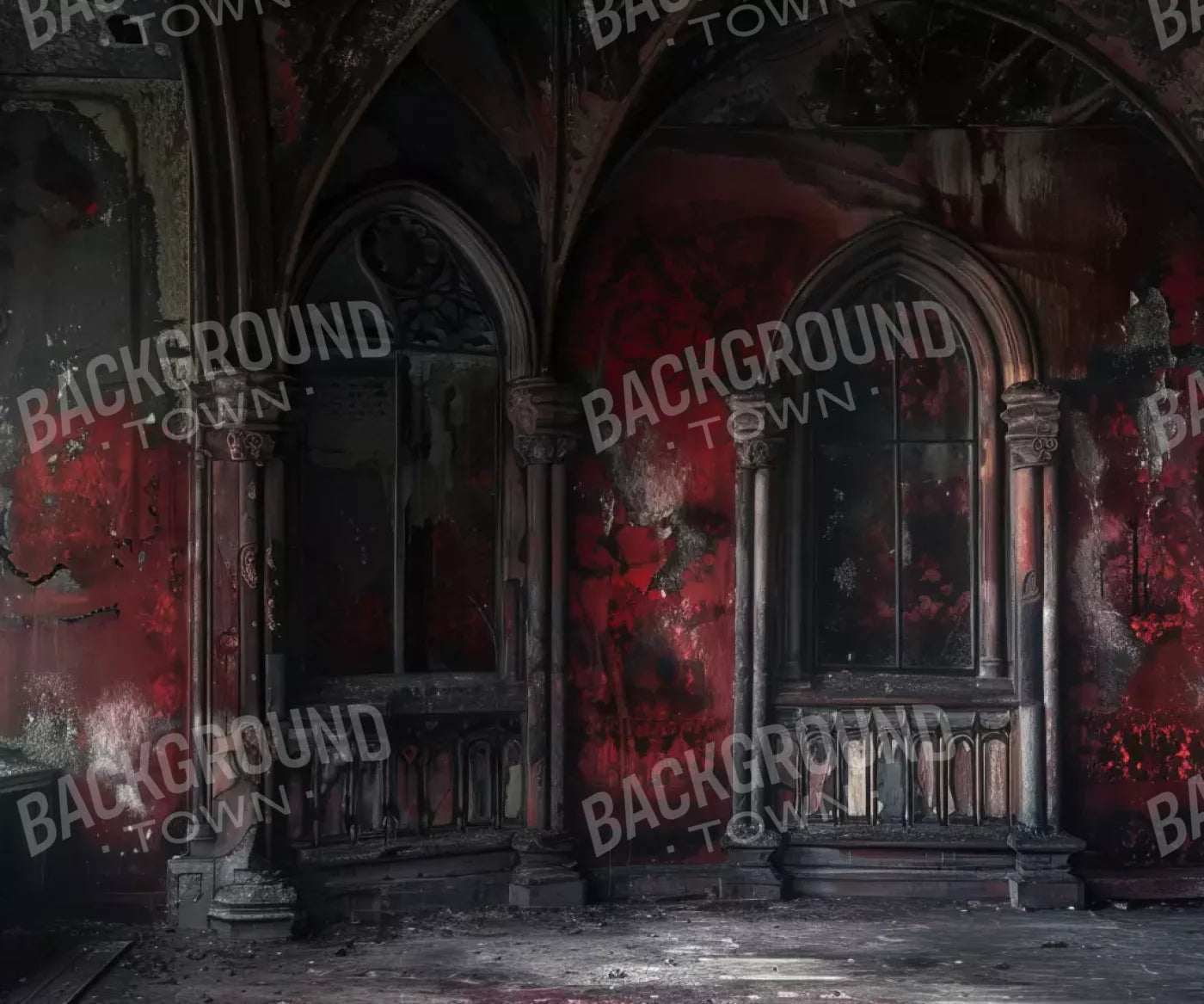 Red Room Decay 12’X10’ Ultracloth (144 X 120 Inch) Backdrop