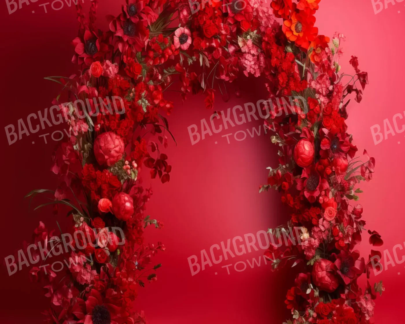 Red Studio Floral Arch 10’X8’ Fleece (120 X 96 Inch) Backdrop