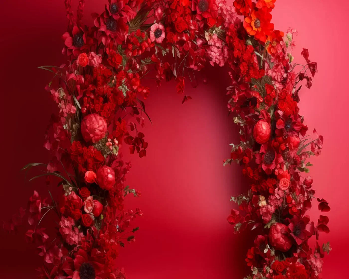 Red Studio Floral Arch 10’X8’ Fleece (120 X 96 Inch) Backdrop