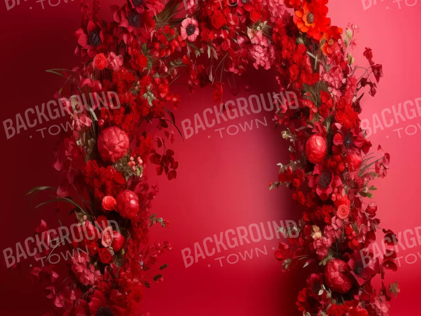Red Studio Floral Arch 6’8X5’ Fleece (80 X 60 Inch) Backdrop