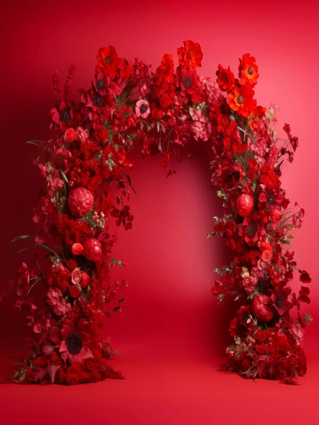Red Studio Floral Arch 6’X8’ Fleece (72 X 96 Inch) Backdrop