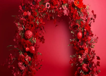 Red Studio Floral Arch 7’X5’ Ultracloth (84 X 60 Inch) Backdrop