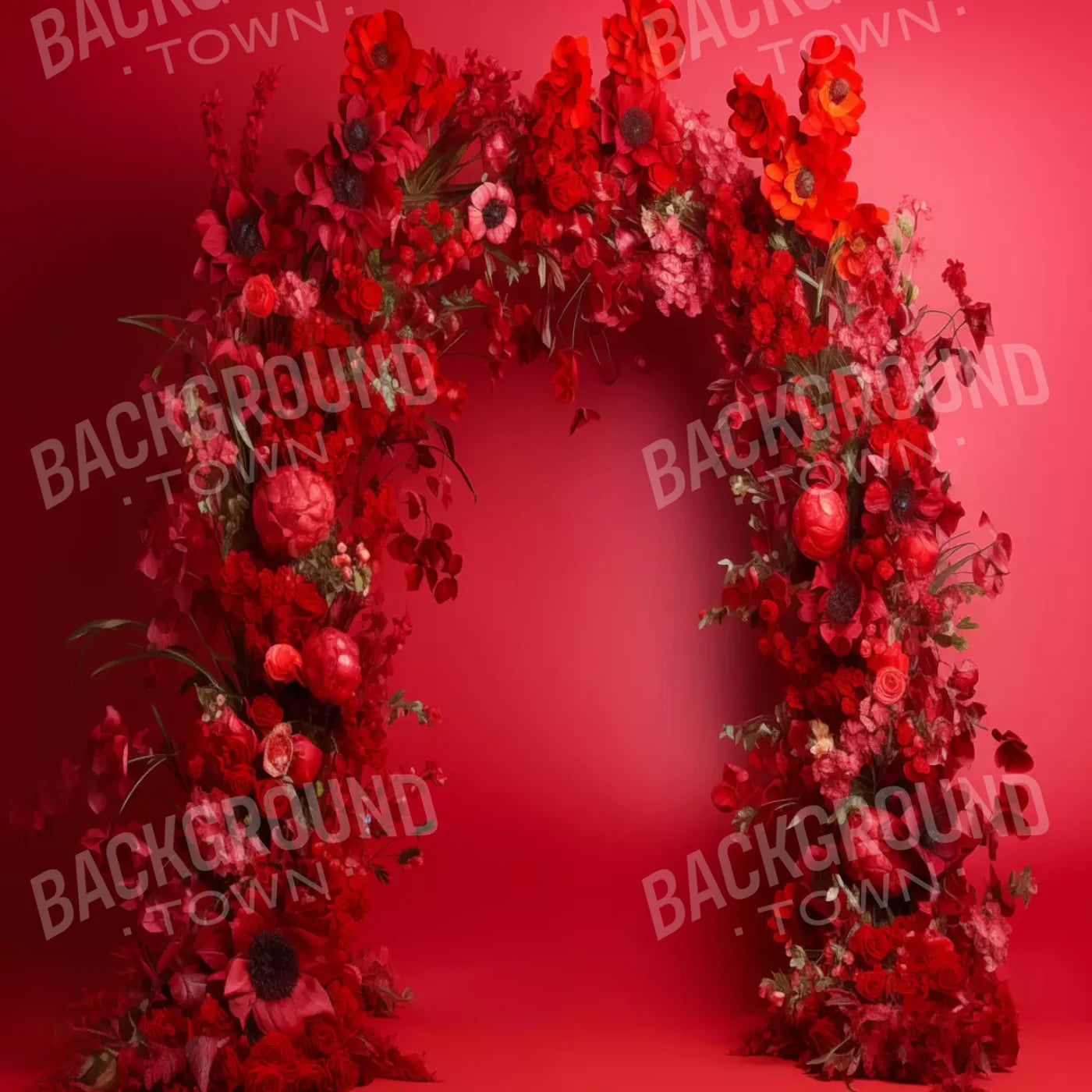 Red Studio Floral Arch 8’X8’ Fleece (96 X Inch) Backdrop
