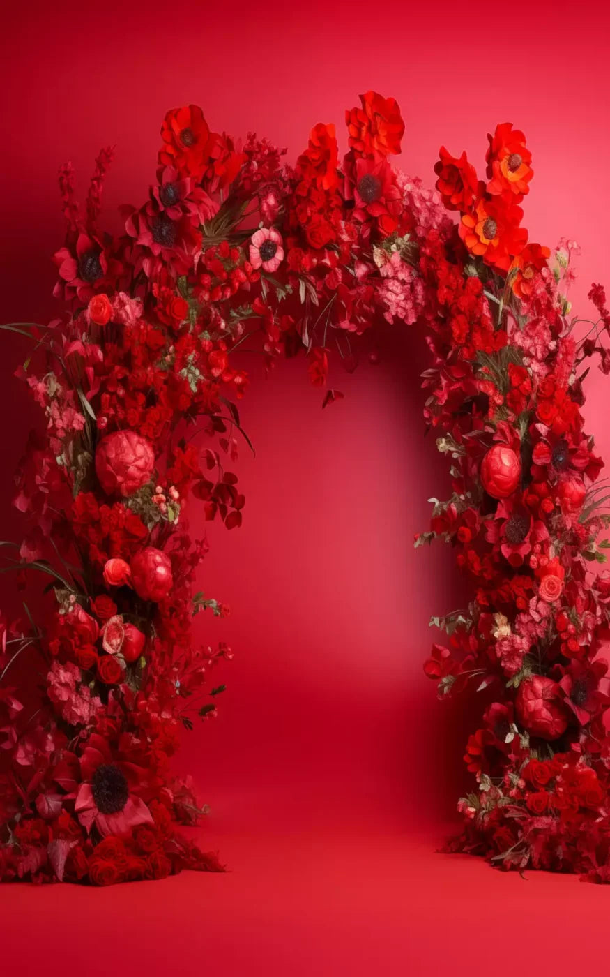 Red Studio Floral Arch 10’X16’ Ultracloth (120 X 192 Inch) Backdrop