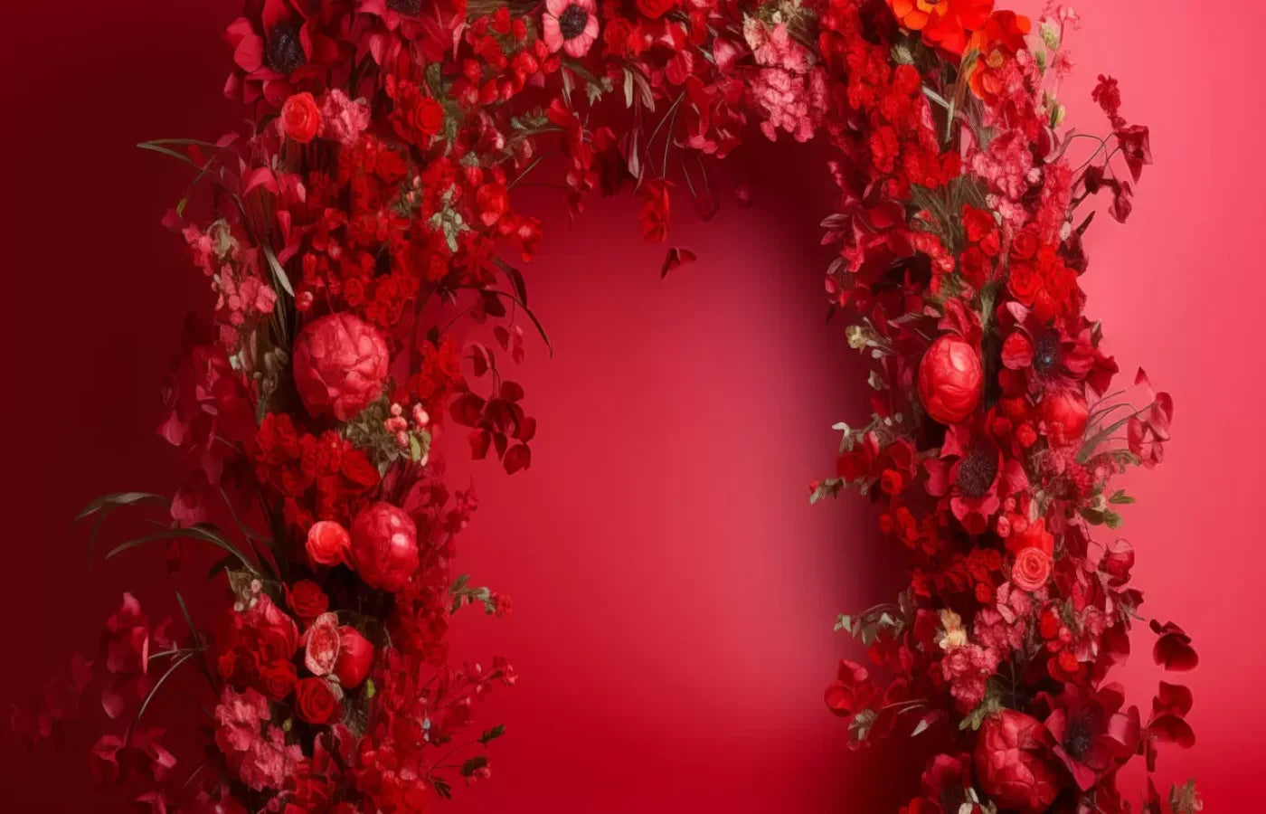 Red Studio Floral Arch 14’X9’ Ultracloth (168 X 108 Inch) Backdrop