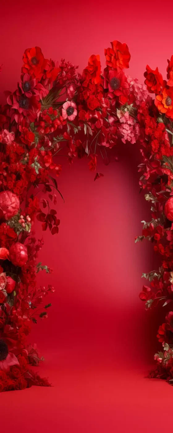 Red Studio Floral Arch Backdrop