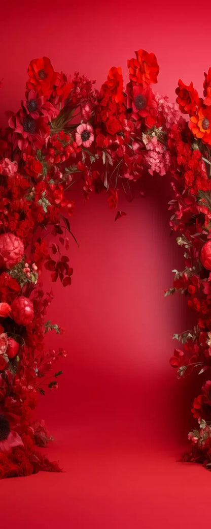 Red Studio Floral Arch Backdrop