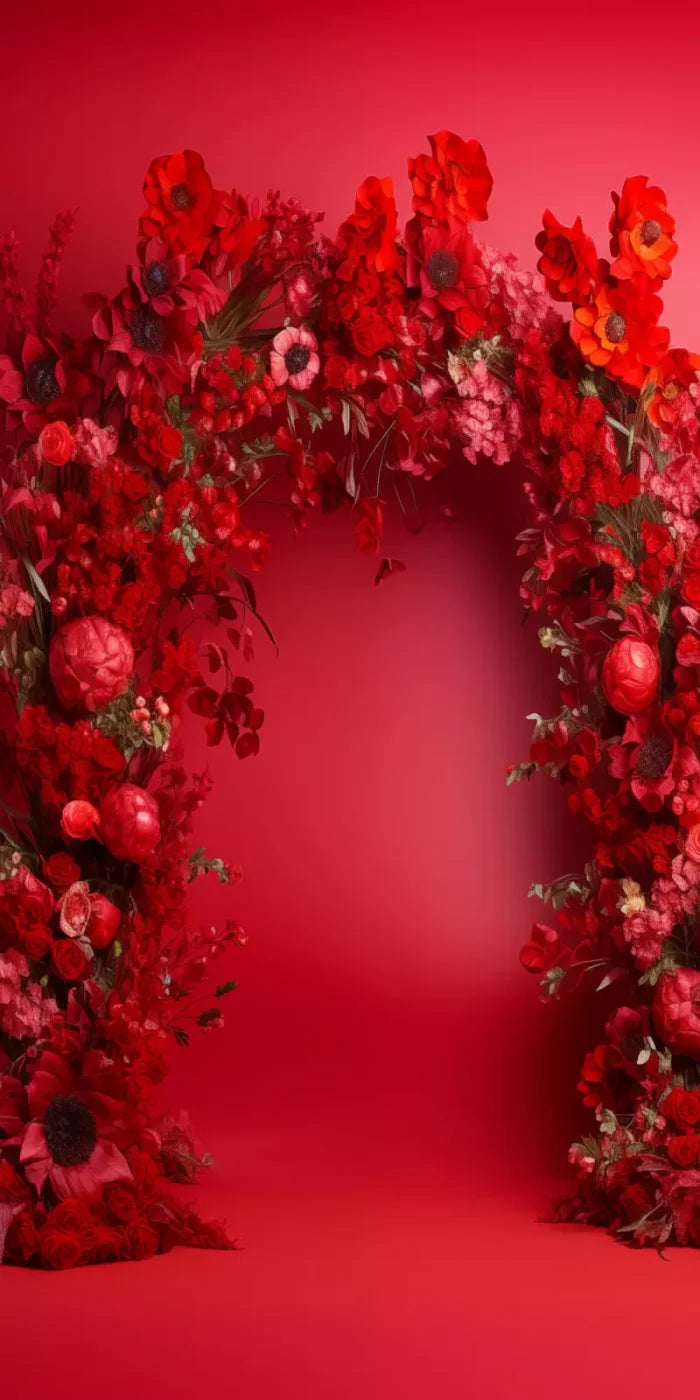 Red Studio Floral Arch Backdrop