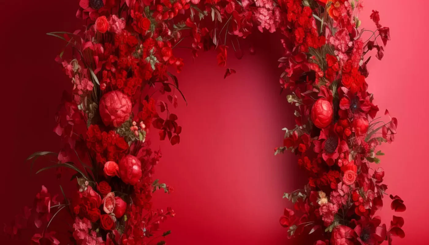 Red Studio Floral Arch 14’X8’ Ultracloth (168 X 96 Inch) Backdrop