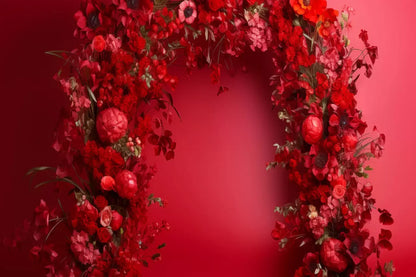 Red Studio Floral Arch 12’X8’ Ultracloth (144 X 96 Inch) Backdrop