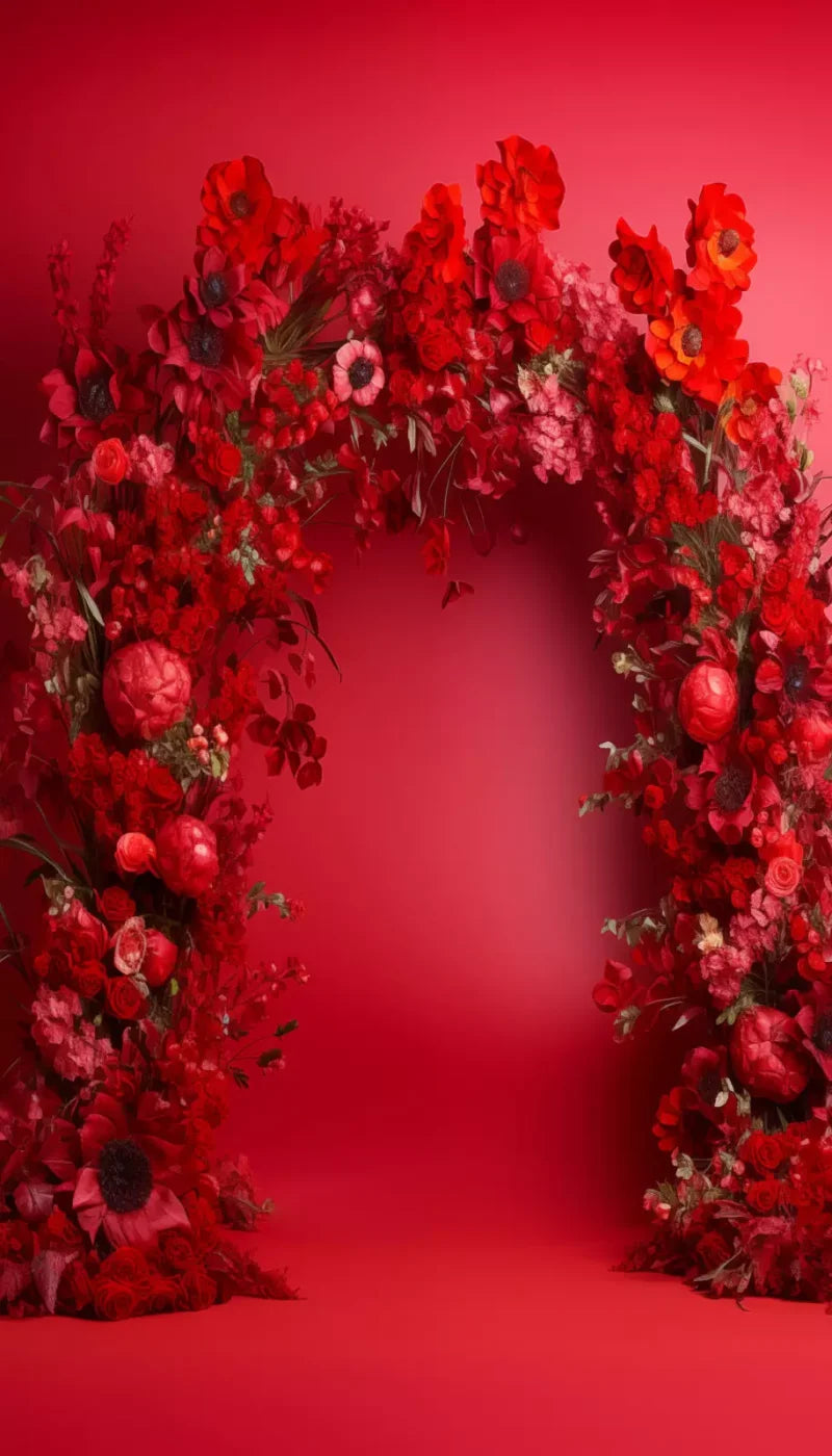 Red Studio Floral Arch 8’X14’ Ultracloth (96 X 168 Inch) Backdrop
