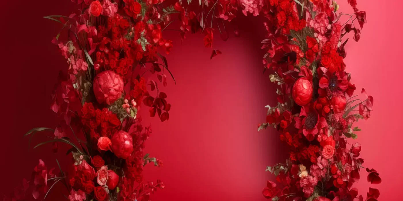 Red Studio Floral Arch Backdrop