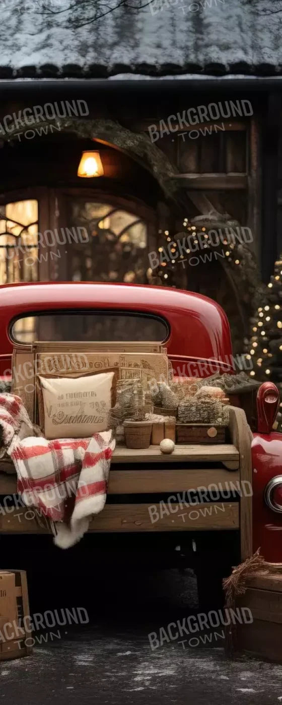 Red Truck Holiday At Cabin Ii 8’X20’ Ultracloth (96 X 240 Inch) Backdrop