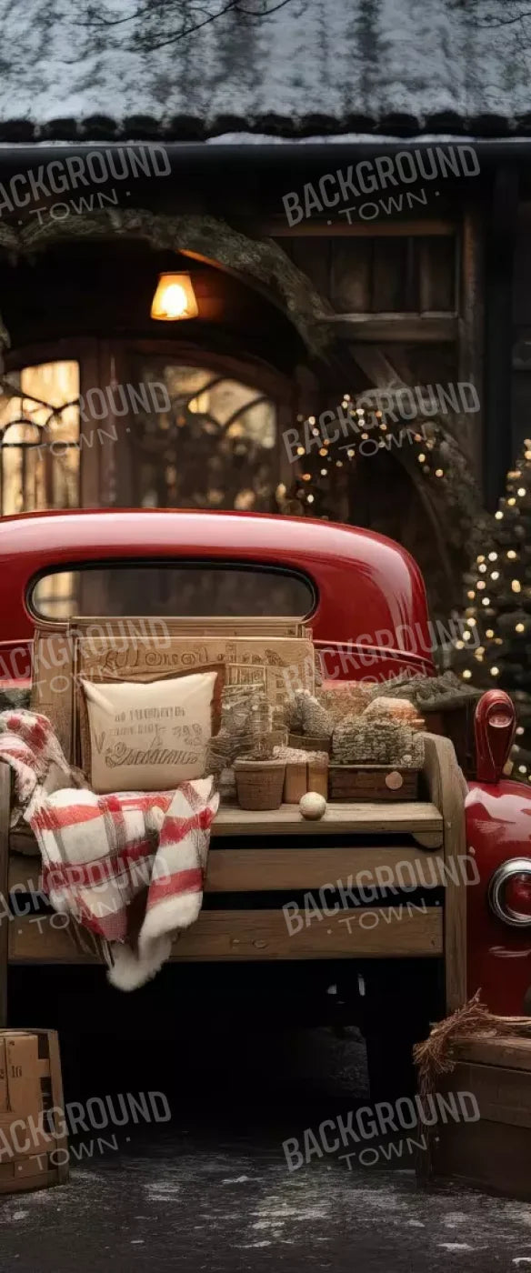Red Truck Holiday At Cabin Ii 5’X12’ Ultracloth For Westcott X-Drop (60 X 144 Inch) Backdrop