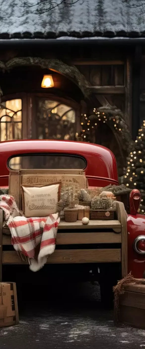 Red Truck Holiday At Cabin Ii 5’X12’ Ultracloth For Westcott X-Drop (60 X 144 Inch) Backdrop