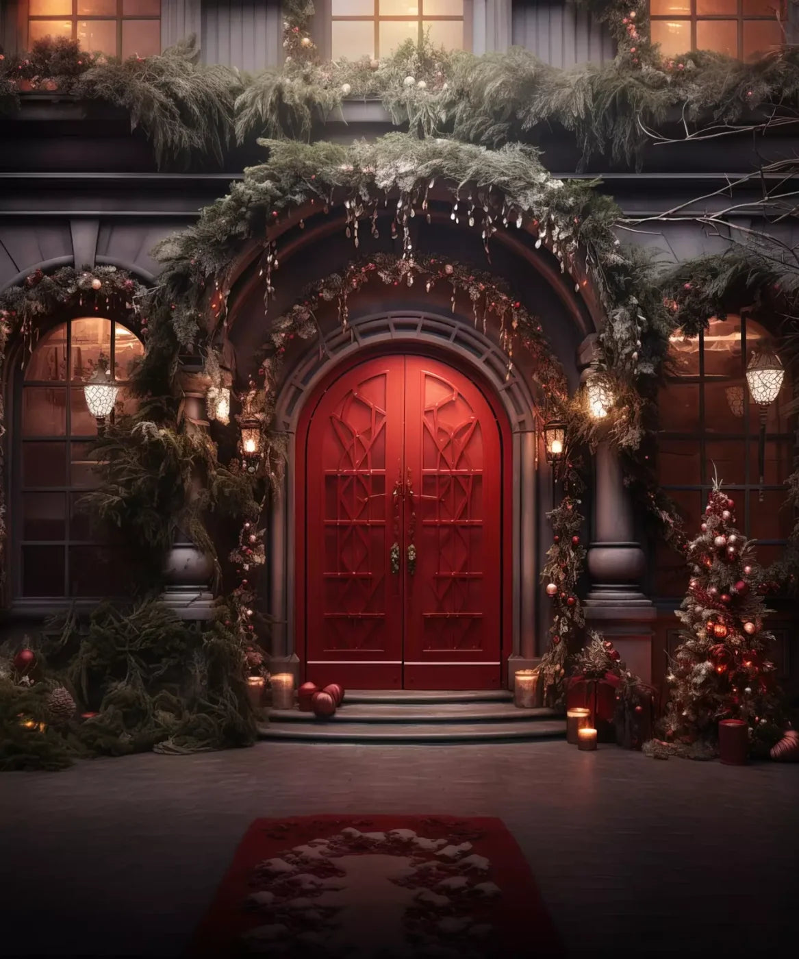 Red Velvet Christmas 10’X12’ Ultracloth (120 X 144 Inch) Backdrop