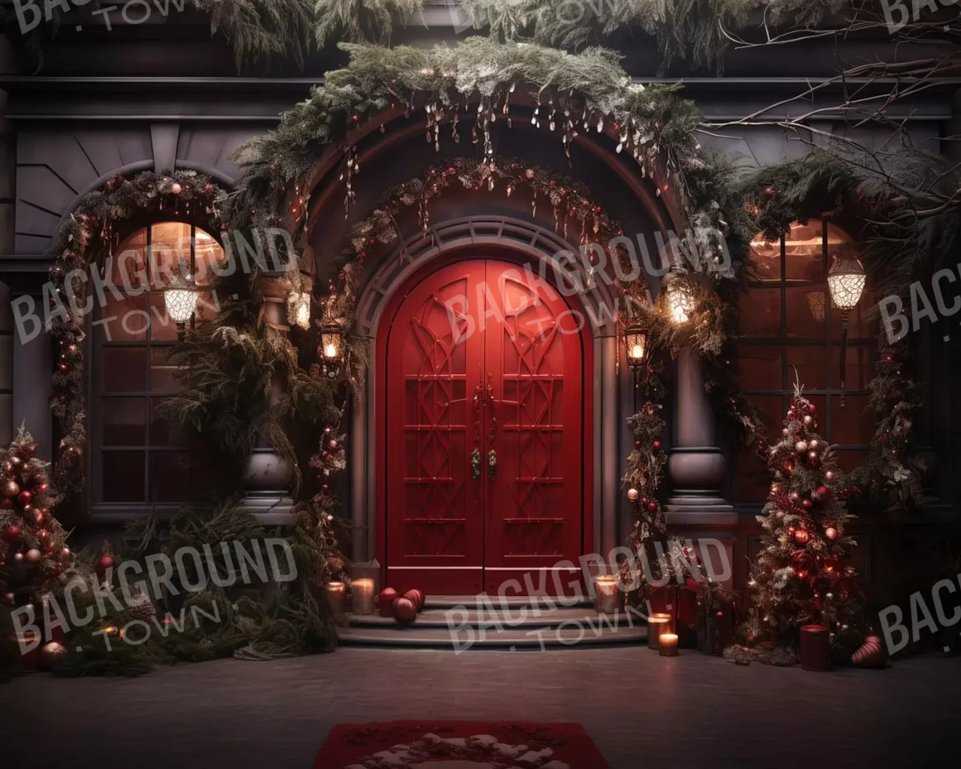 Red Velvet Christmas 10’X8’ Fleece (120 X 96 Inch) Backdrop