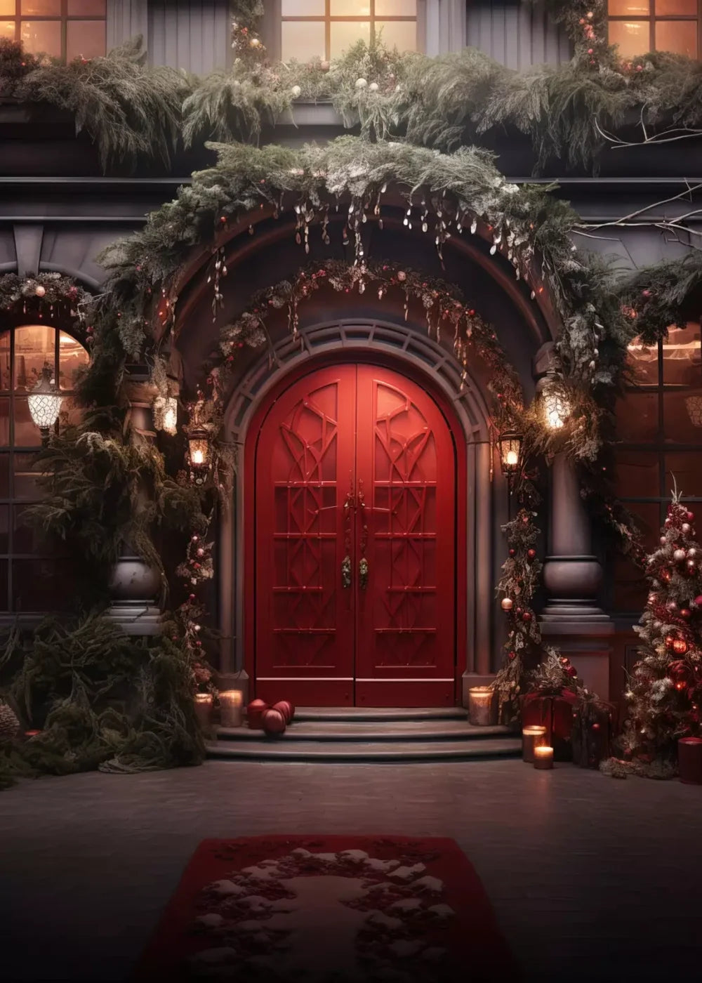 Red Velvet Christmas 5’X7’ Ultracloth (60 X 84 Inch) Backdrop