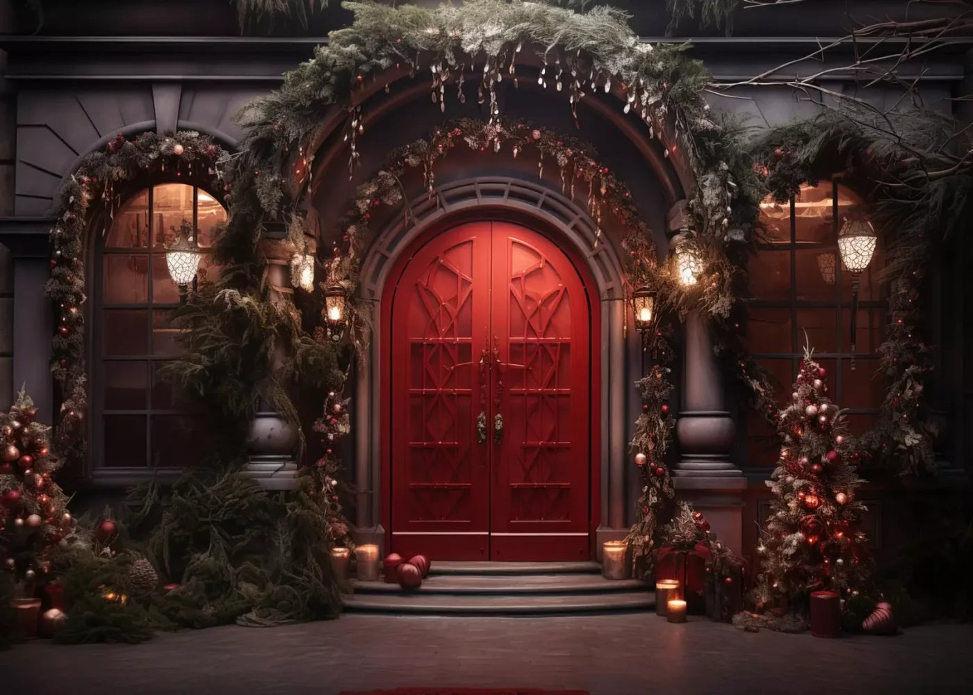 Red Velvet Christmas 7’X5’ Ultracloth (84 X 60 Inch) Backdrop