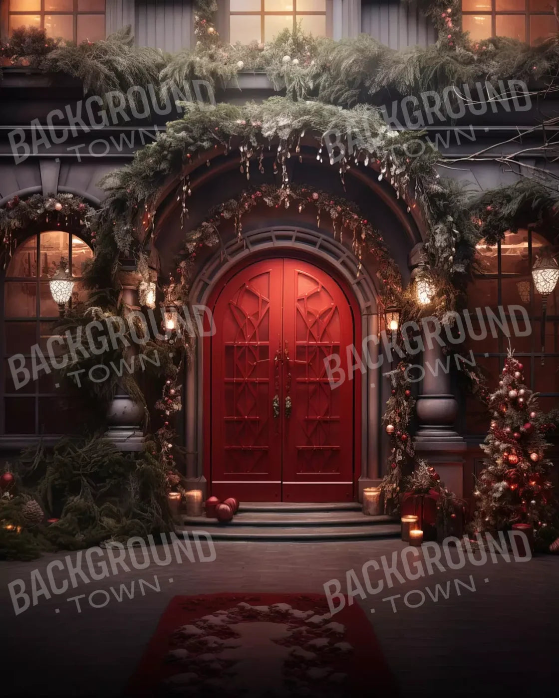 Red Velvet Christmas 8’X10’ Fleece (96 X 120 Inch) Backdrop