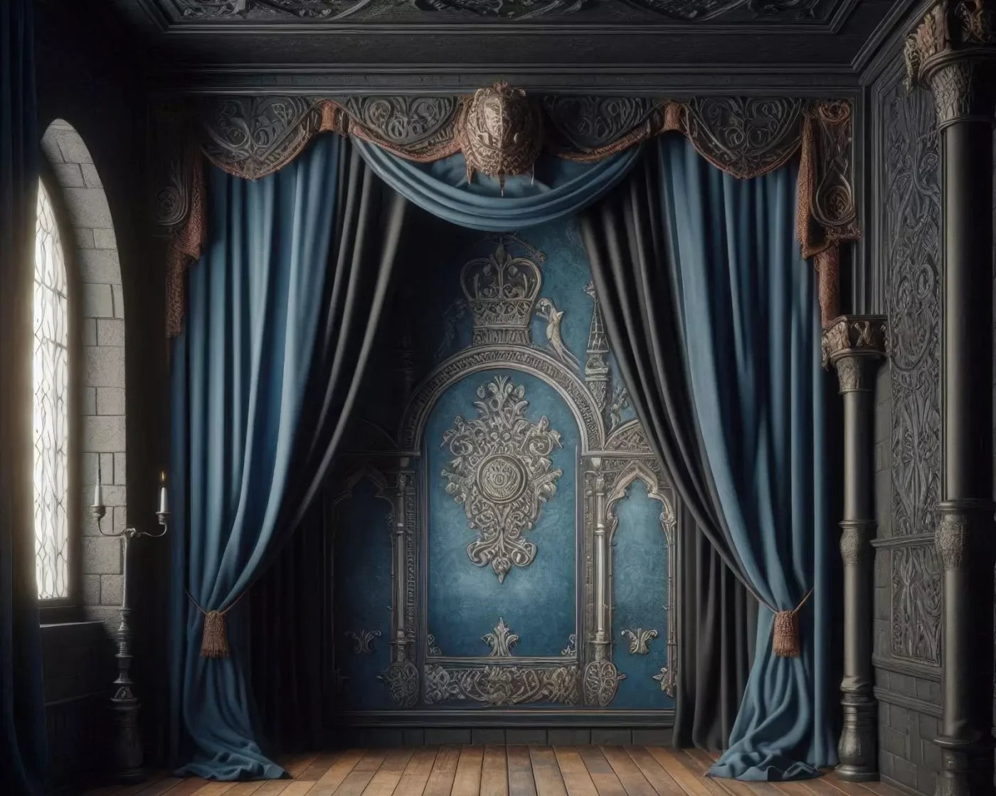 Regal Blue Bedroom 2 10’X8’ Fleece (120 X 96 Inch) Backdrop
