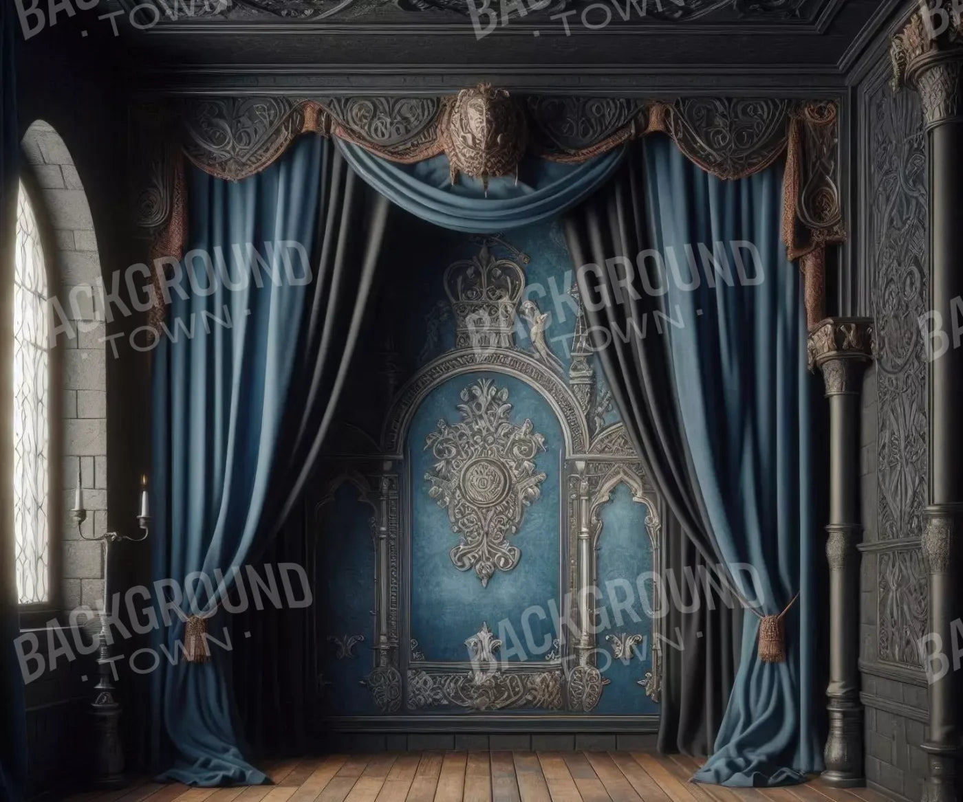 Regal Blue Bedroom 2 12’X10’ Ultracloth (144 X 120 Inch) Backdrop