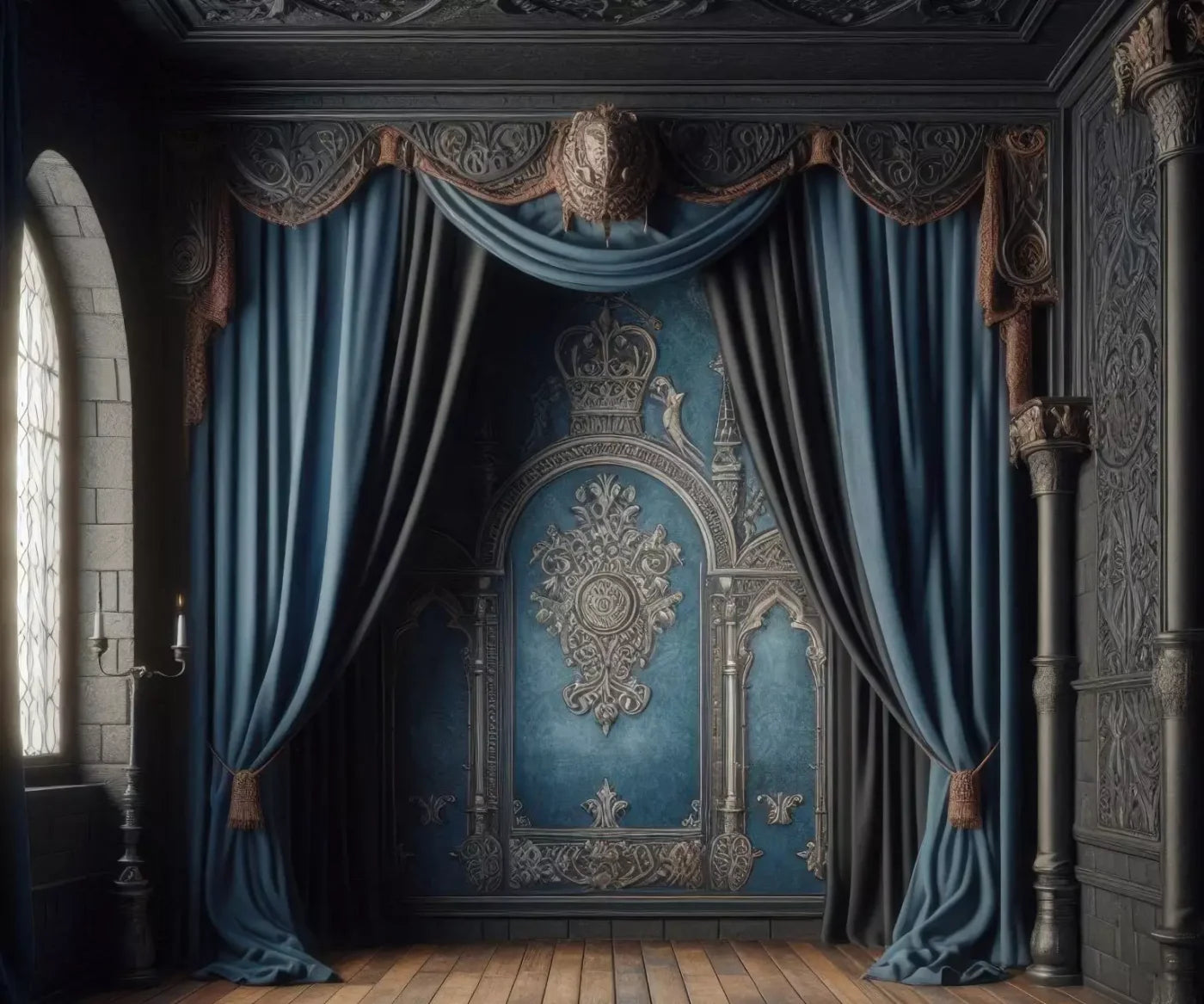 Regal Blue Bedroom 2 12’X10’ Ultracloth (144 X 120 Inch) Backdrop