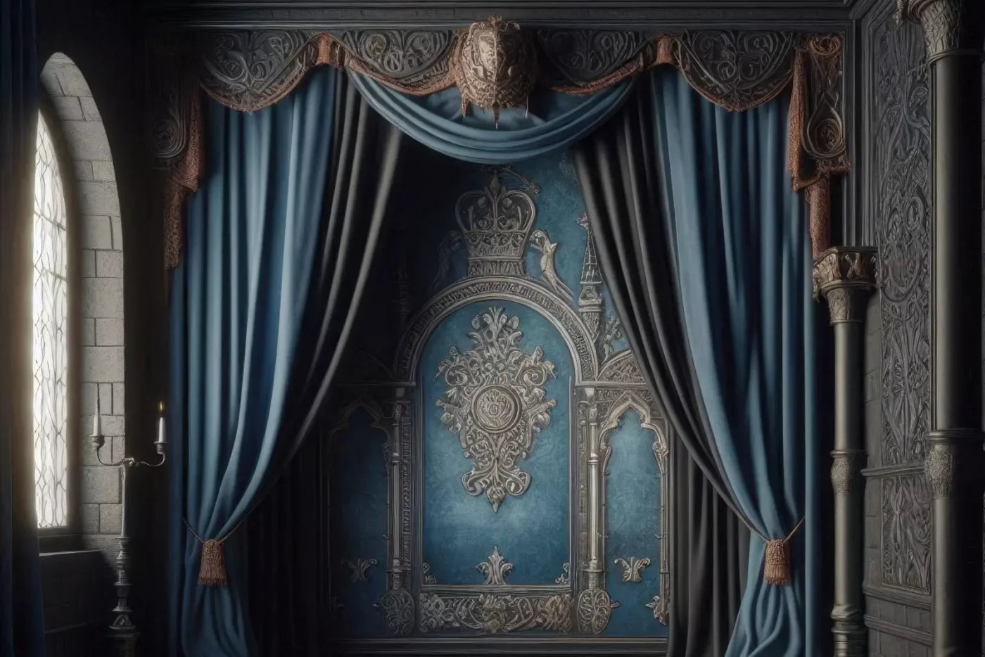 Regal Blue Bedroom 2 12’X8’ Ultracloth (144 X 96 Inch) Backdrop