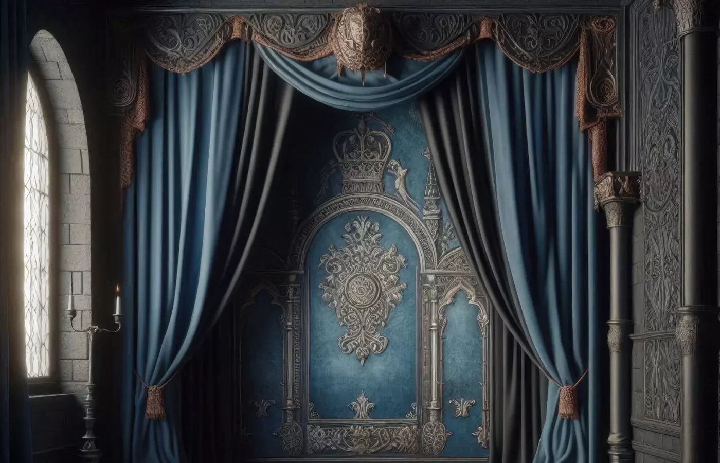 Regal Blue Bedroom 2 14’X9’ Ultracloth (168 X 108 Inch) Backdrop
