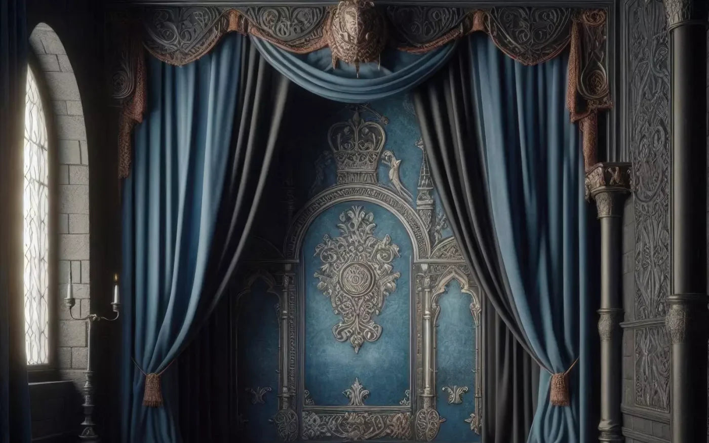 Regal Blue Bedroom 2 16’X10’ Ultracloth (192 X 120 Inch) Backdrop