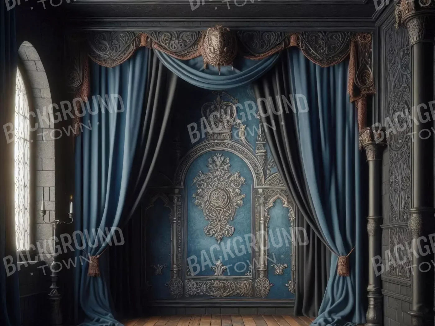 Regal Blue Bedroom 2 6’8X5’ Fleece (80 X 60 Inch) Backdrop