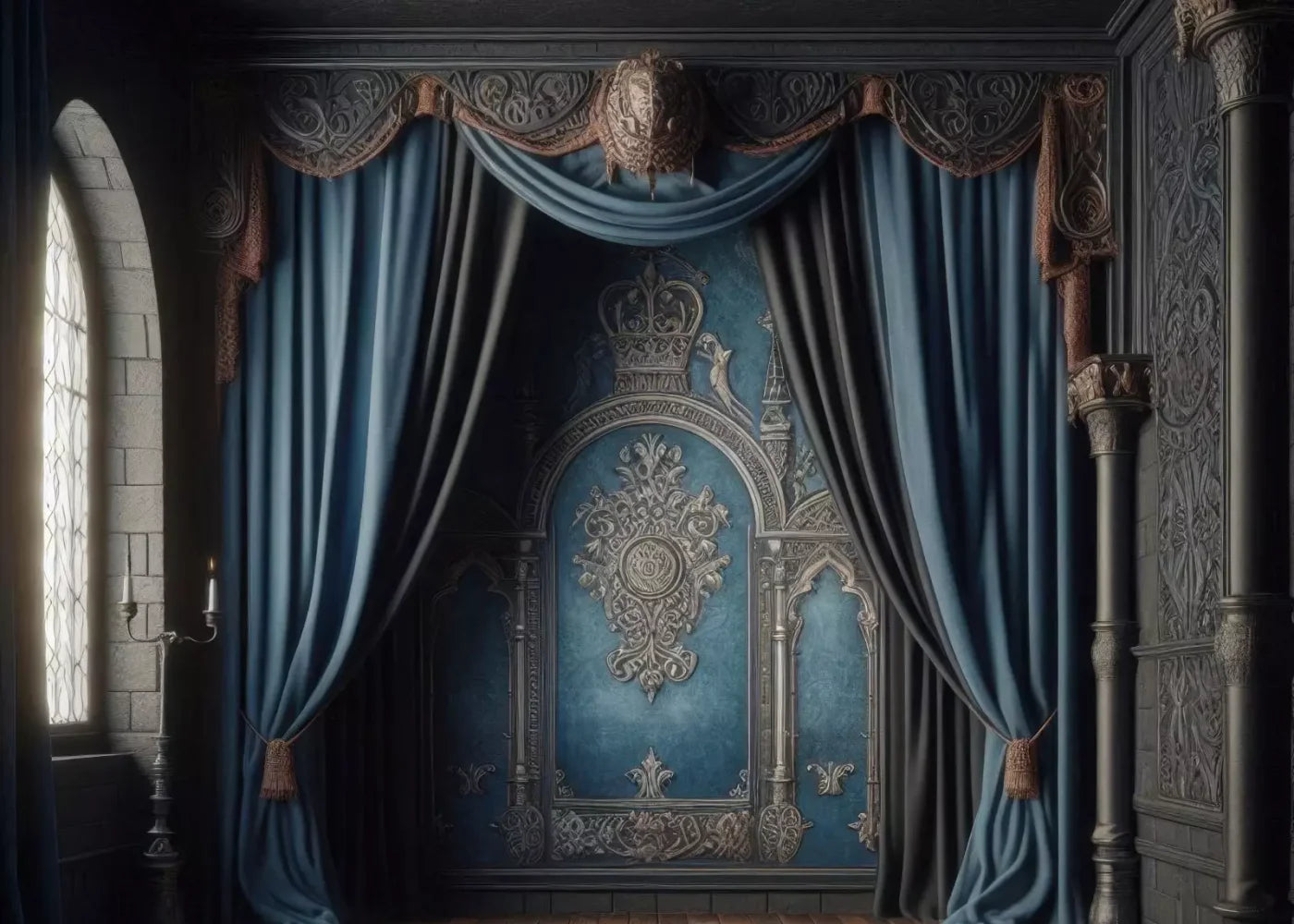 Regal Blue Bedroom 2 7’X5’ Ultracloth (84 X 60 Inch) Backdrop