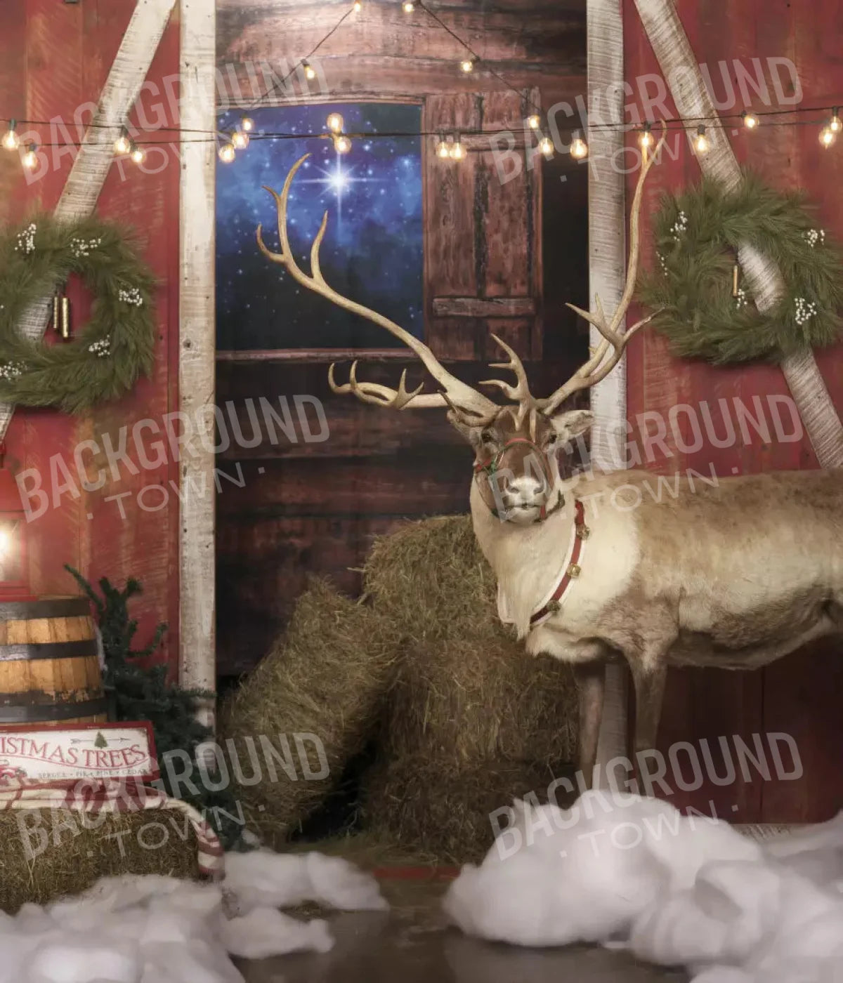 Reindeer Barn 10X12 Ultracloth ( 120 X 144 Inch ) Backdrop