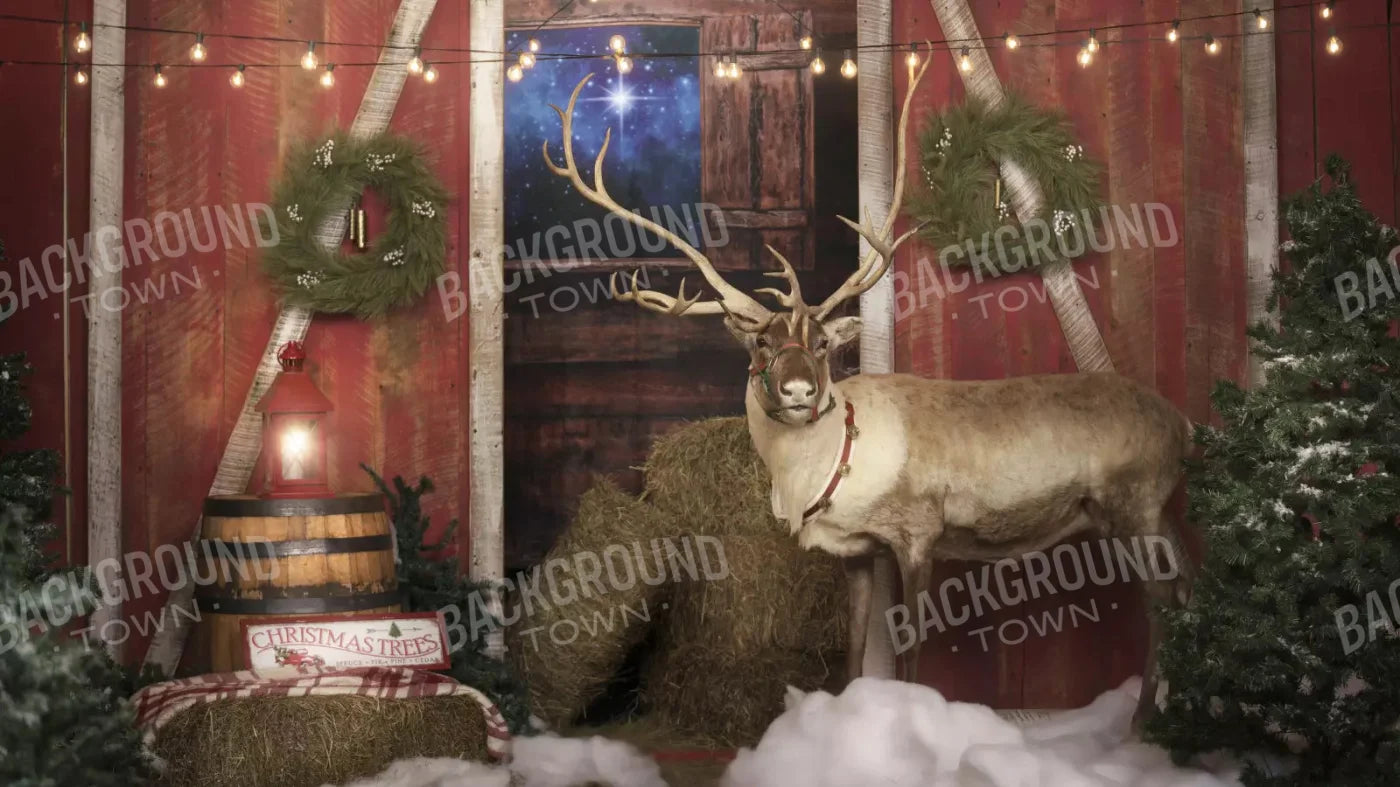 Reindeer Barn 14X8 Ultracloth ( 168 X 96 Inch ) Backdrop