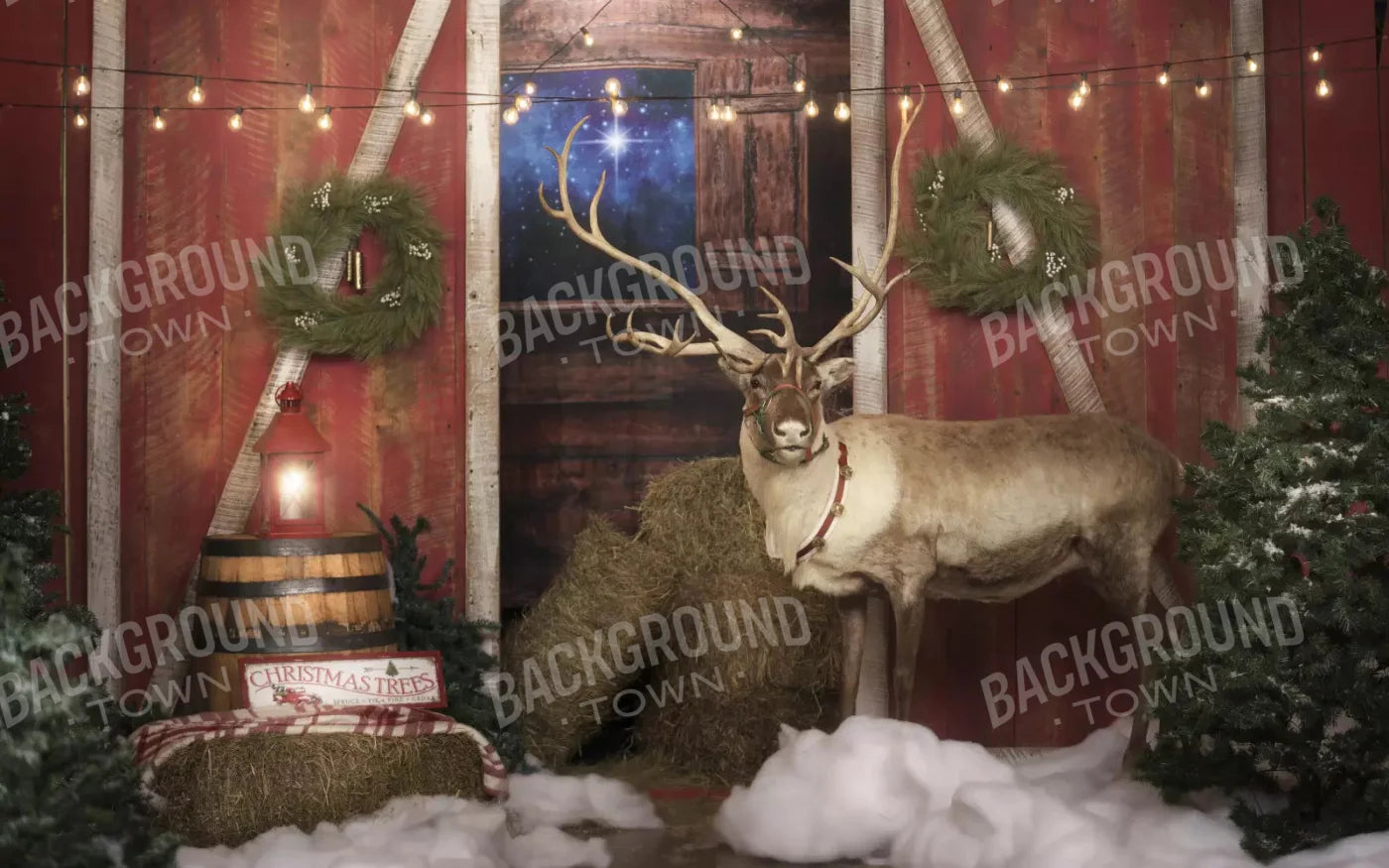 Reindeer Barn 14X9 Ultracloth ( 168 X 108 Inch ) Backdrop