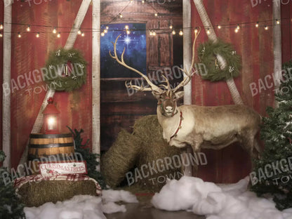 Reindeer Barn 68X5 Fleece ( 80 X 60 Inch ) Backdrop